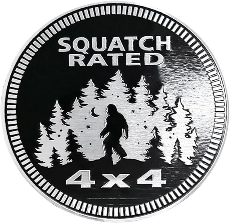 GLSOWEE Dogs Badge Rated Car Emblem, 4 x 4 3D Metal Car Badge Decals Stickers Round Emblem Decals, Auto Exterior Emblems Badge Compatible with Vehicles Trucks SUV RV (Squatch 2) - Image 1